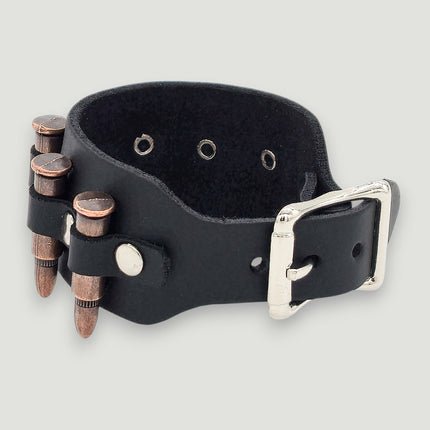 BC228  SMALL BRASS OR COPPER  BULLET BUCKLE BRACELET 1 1/2" WIDE