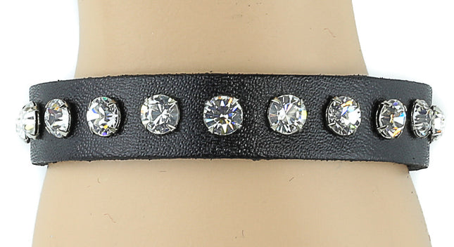 BC247L RAINBOW RHINESTONE LEATHER BRACELET
