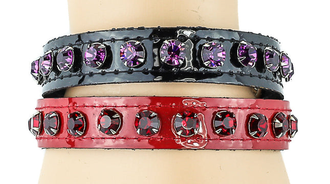 BC247P.BLK RHINESTONE PATENT BRACELET