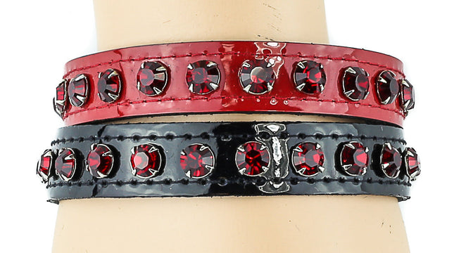 BC247P.BLK RHINESTONE PATENT BRACELET
