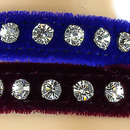 BC247VEL.BLU RHINESTONE BLUE VELVET BRACELET