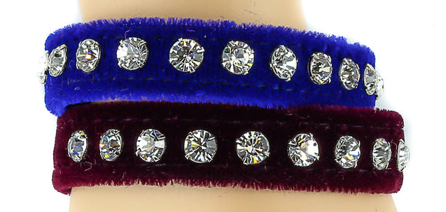 BC247VEL.BUR RHINESTONE BURGUNDY VELVET BRACELET
