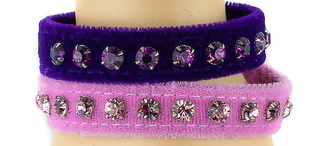 BC247VEL.PPL RHINESTONE PURPLE VELVET BRACELET