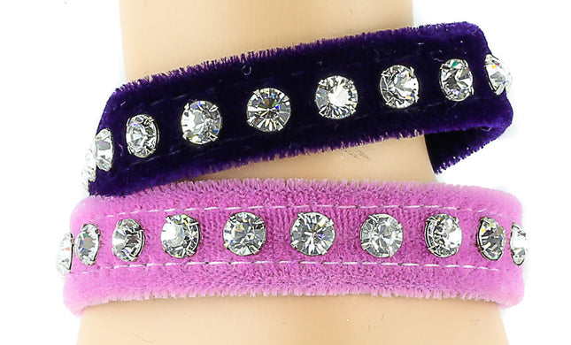 BC247VEL.PNK RHINESTONE PINK VELVET BRACELET