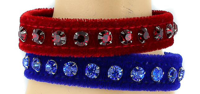 BC247VEL.BLU RHINESTONE BLUE VELVET BRACELET