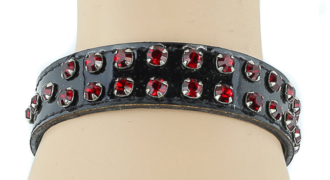 BC248P.BLK 2 ROW RHINESTONE PATENT BRACELET