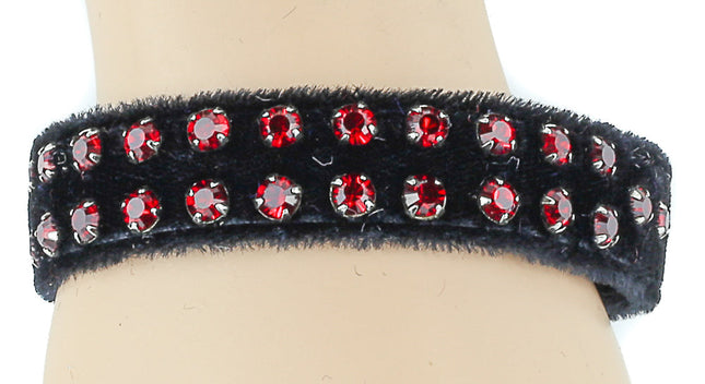 BC248VEL.BLK 2 ROW RHINESTONE BLACK VELVET BRACELET