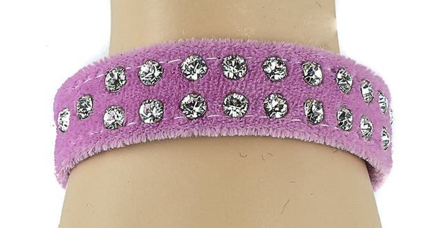 BC248VEL.PNK 2 ROW RHINESTONE PINK VELVET BRACELET