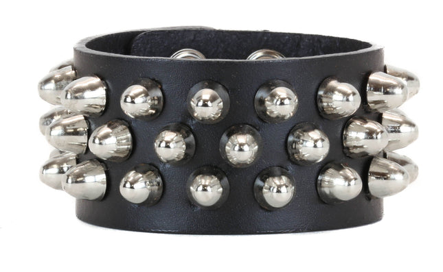 BC256 3 ROW CONEHEAD STUD BRACELET