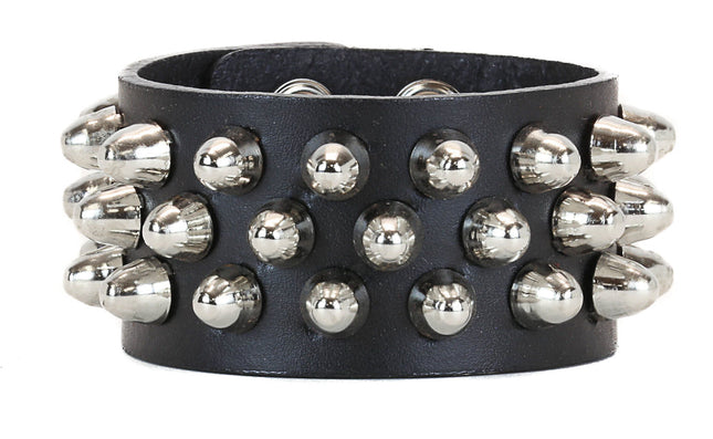 BC256 3 ROW CONEHEAD STUD BRACELET
