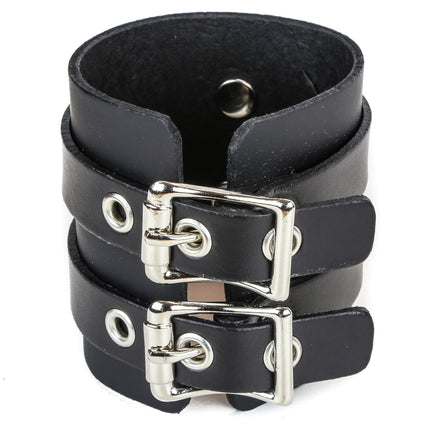 BC294 2 BUCKLE CUFF BRACELET