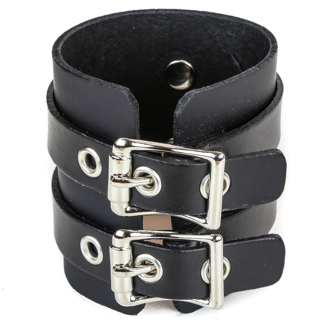 BC294 2 BUCKLE CUFF BRACELET