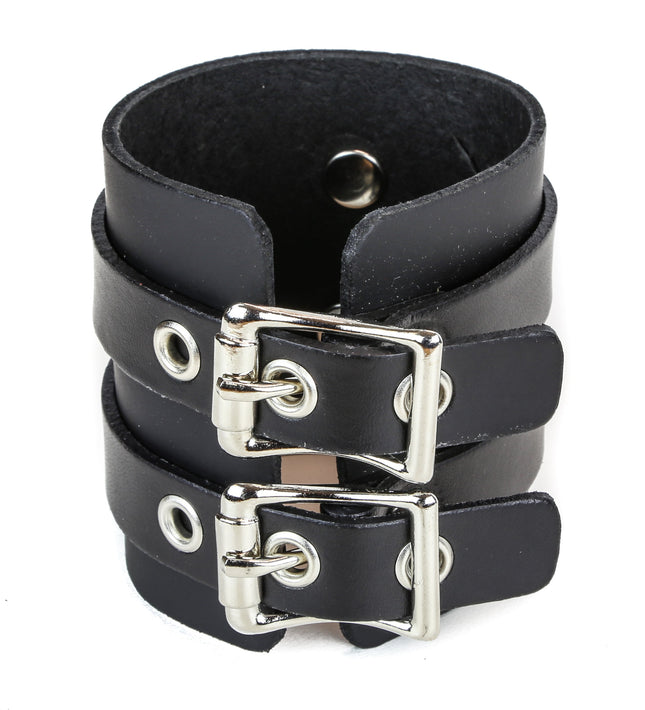 BC294 2 BUCKLE CUFF BRACELET