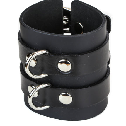 BC294D 2 BUCKLE D RING CUFF BRACELET