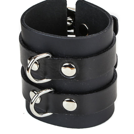BC294D 2 BUCKLE D RING CUFF BRACELET