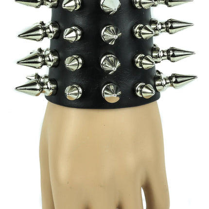 BC297 SPIKE WIDE LEATHER BRACELET