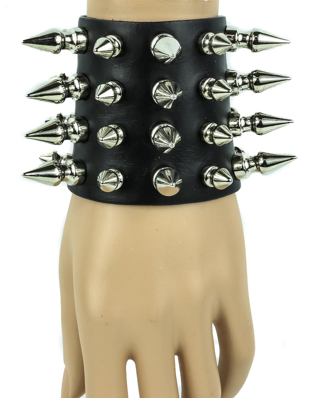 BC297 SPIKE WIDE LEATHER BRACELET