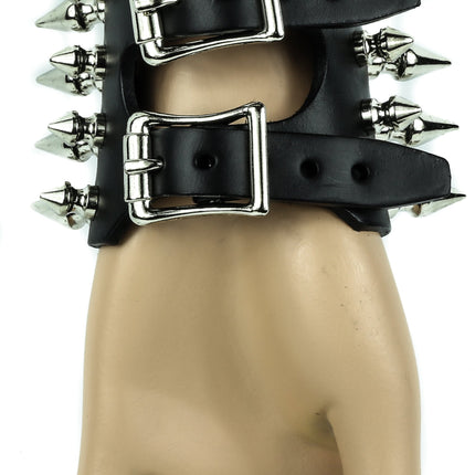 BC297 SPIKE WIDE LEATHER BRACELET