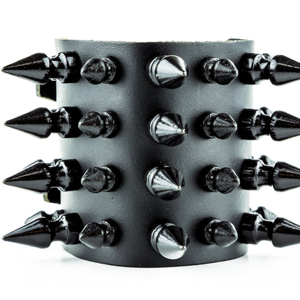 BC297 SPIKE WIDE LEATHER BRACELET