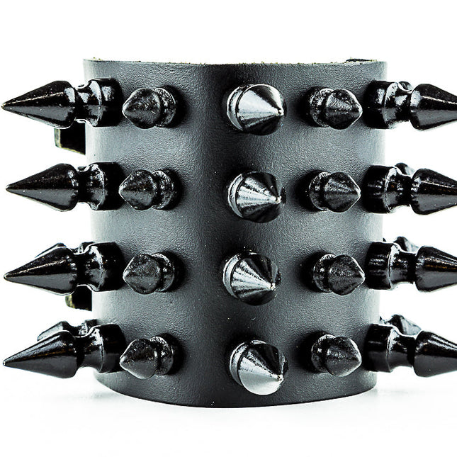 BC297 SPIKE WIDE LEATHER BRACELET