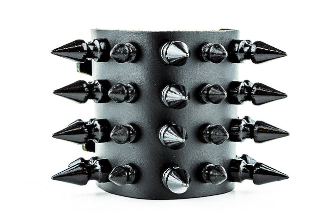 BC297 SPIKE WIDE LEATHER BRACELET