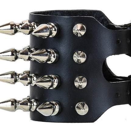 BC297 SPIKE WIDE LEATHER BRACELET