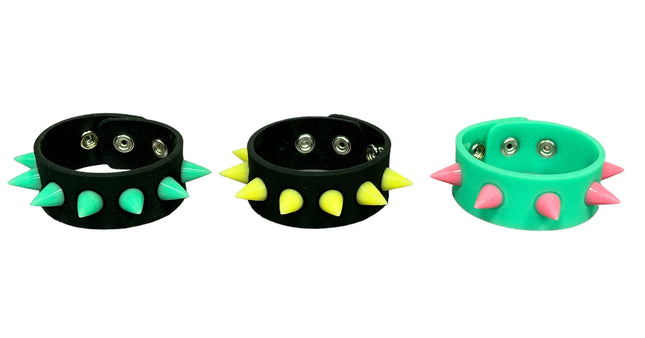 BC325RUB SPIKE  SILICONE GLOW IN DARK BRACELET