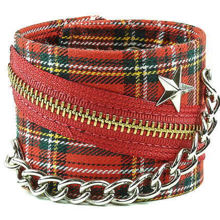 BC331 PLAID STAR ZIPPER CHAIN PUNK BRACELET