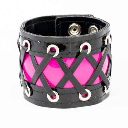 BC345 NEON VEGAN PATENT LEATHER CORSET BRACELET