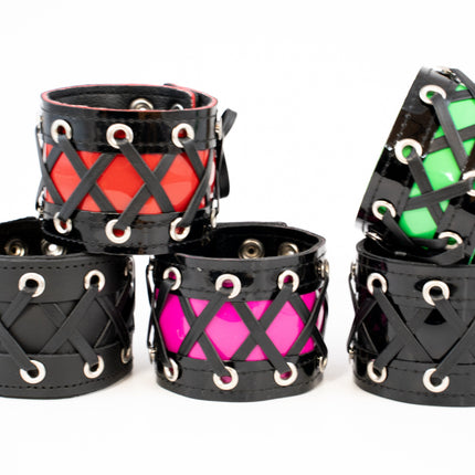 BC345 NEON VEGAN PATENT LEATHER CORSET BRACELET