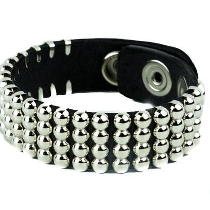 BC367 4 ROW ROUND STUD BRACELET, 3/4" WIDE