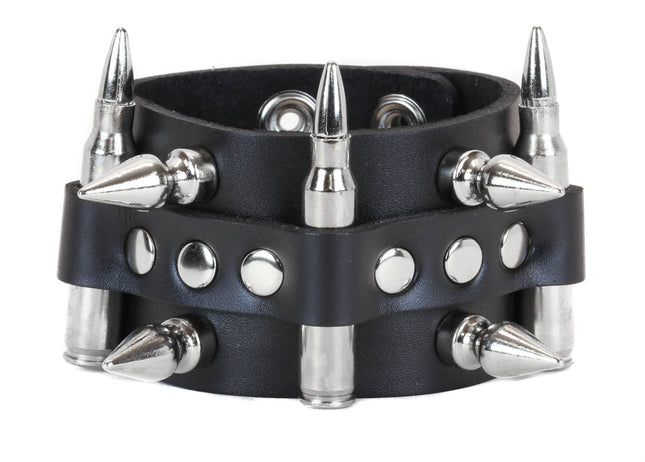 BC373 BULLET AND SPIKE CUFF BRACELET