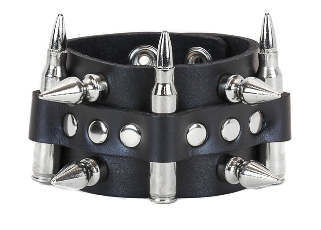 BC373 BULLET AND SPIKE CUFF BRACELET