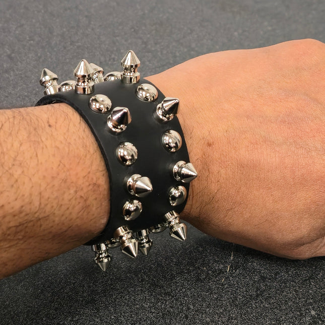 BC410  SPIKE CONICAL OR  ROUND STUD BRACELET