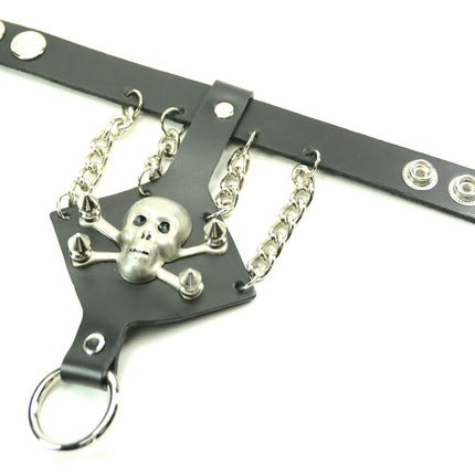 BC533SKULL FIST BRACELET WITH SKULL AND CHAIN