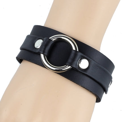 BC804 RING STRAP LEATHER BRACELET
