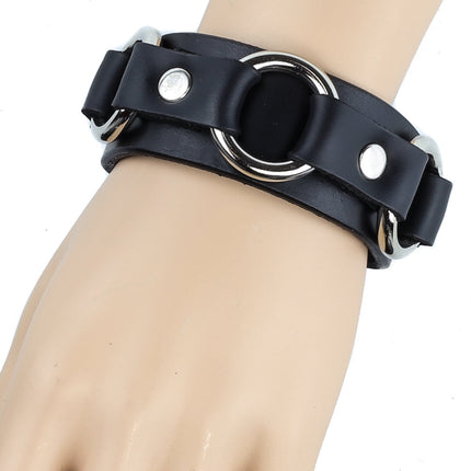 BC806 TRIPLE RING LEATHER BRACELET