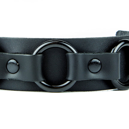 BC806 TRIPLE RING LEATHER BRACELET