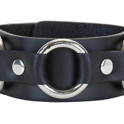 BC806 TRIPLE RING LEATHER BRACELET