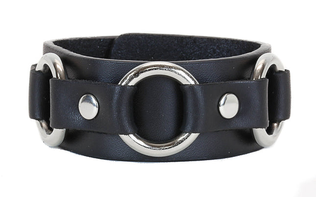BC806 TRIPLE RING LEATHER BRACELET