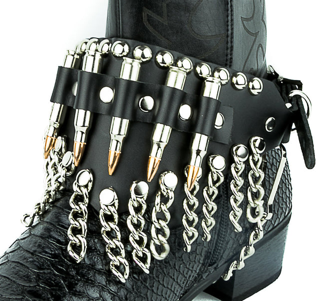 BS109NIC-COP  REAL BULLET CHAIN ROUND STUDDED BOOTSTRAP