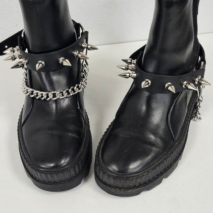 BS126   1" SPIKE GENUINE LEATHER BOOT STRAP