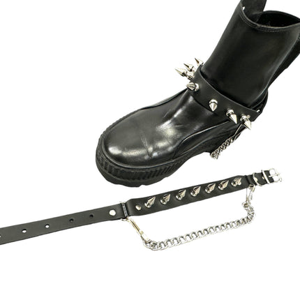BS126   1" SPIKE GENUINE LEATHER BOOT STRAP