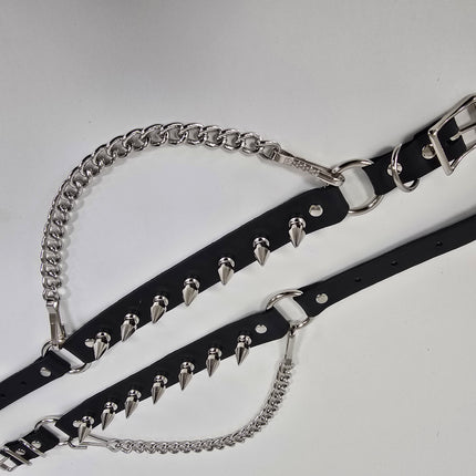 BS126   1" SPIKE GENUINE LEATHER BOOT STRAP