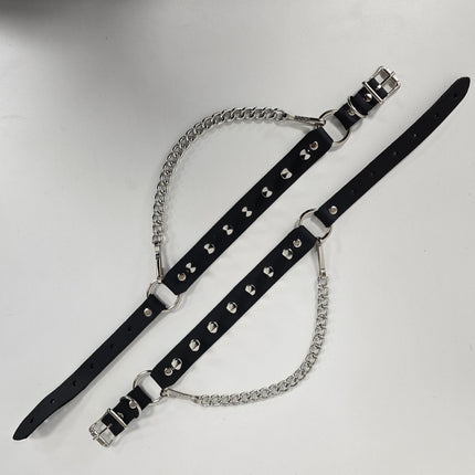 BS126   1" SPIKE GENUINE LEATHER BOOT STRAP