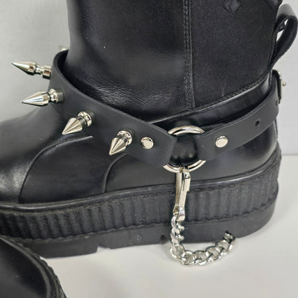 BS126   1" SPIKE GENUINE LEATHER BOOT STRAP