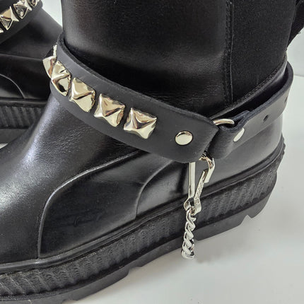 BS147  SINGLE ROW PYRAMID STUDDED GENUINE LEATHER BOOTHSTRAP