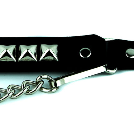 BS147  SINGLE ROW PYRAMID STUDDED GENUINE LEATHER BOOTHSTRAP