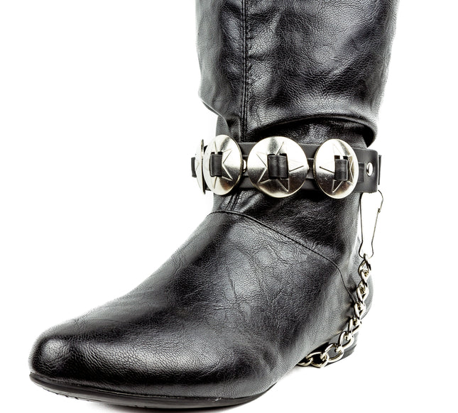 BS164 LARGE SILVER STAR CONCHOS BOOTSTRAP