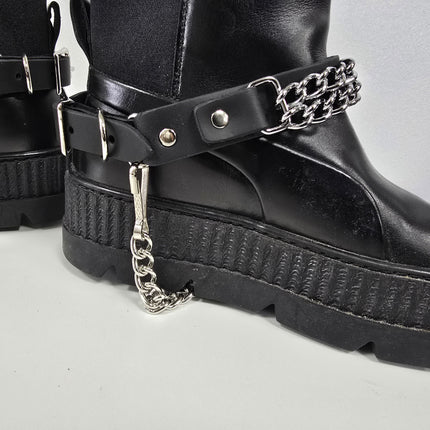BS165  CHROME CHAIN GENUINE LEATHER  BOOTSTRAP